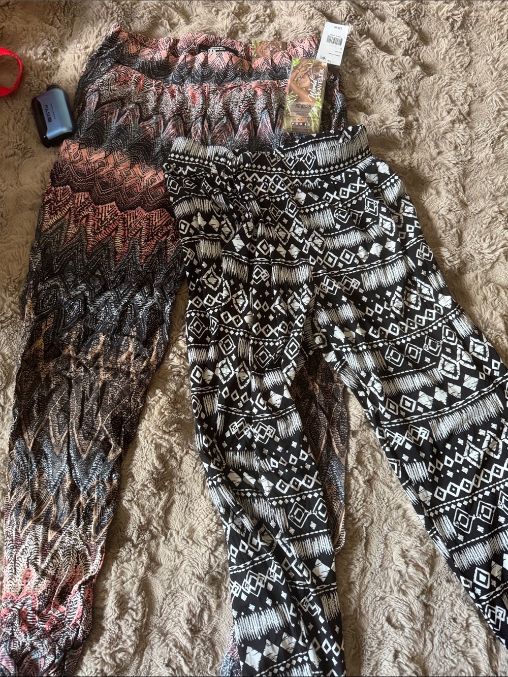 Womens Black & White and multi color Print Harem Pants - LightweightBottoms